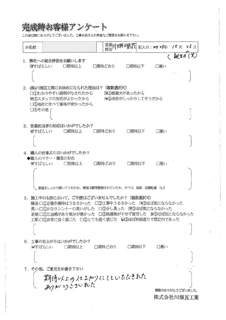 期待以上の仕上がりにしていただきました、ありがとうございました